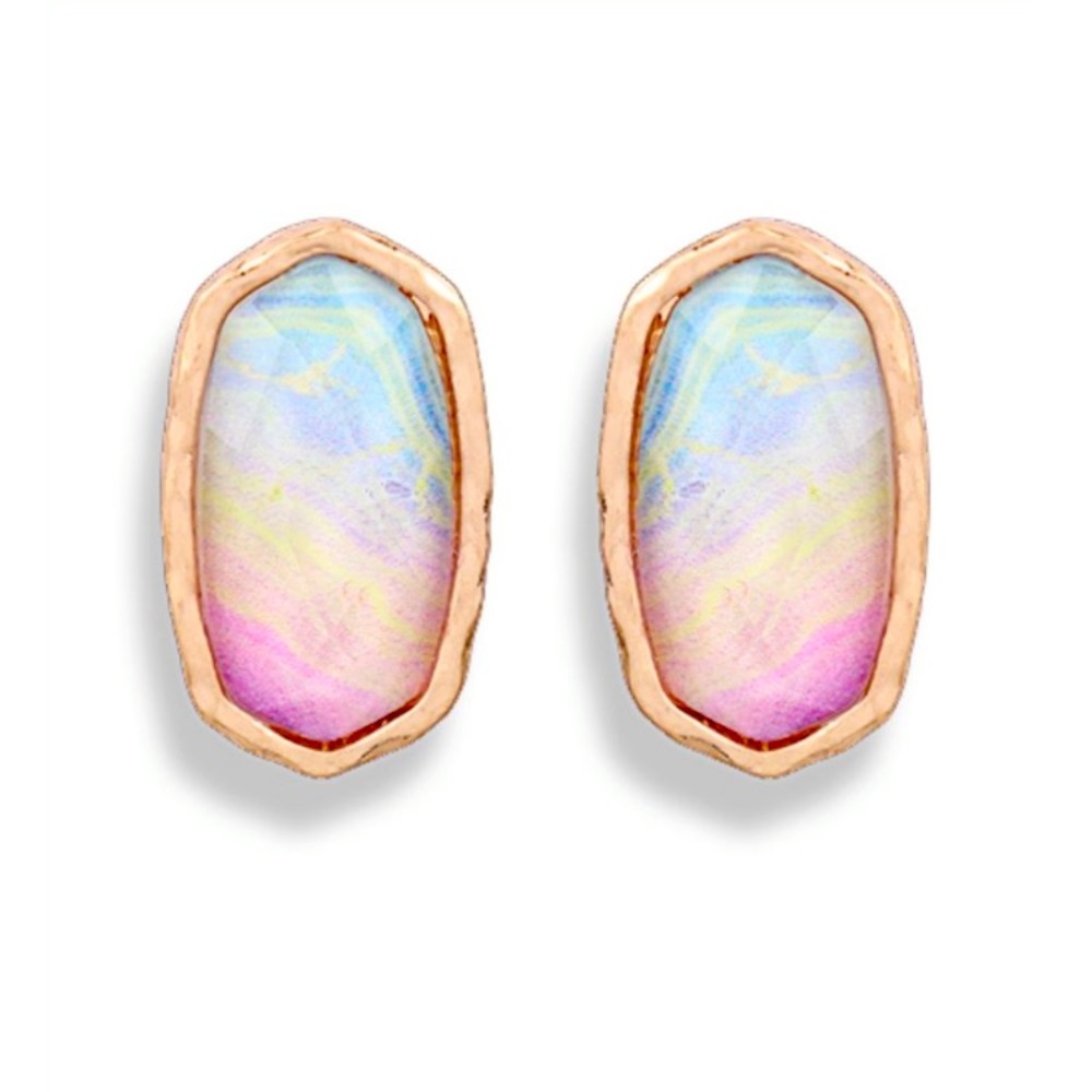 NWT, Fire Glow Gold Toned Winter Sunrise Gem Studs.